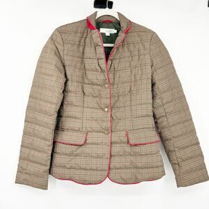Boden Womens Winter Plaid Houndstooth Snap Feather Down Puffer Jacket‎ Size 4